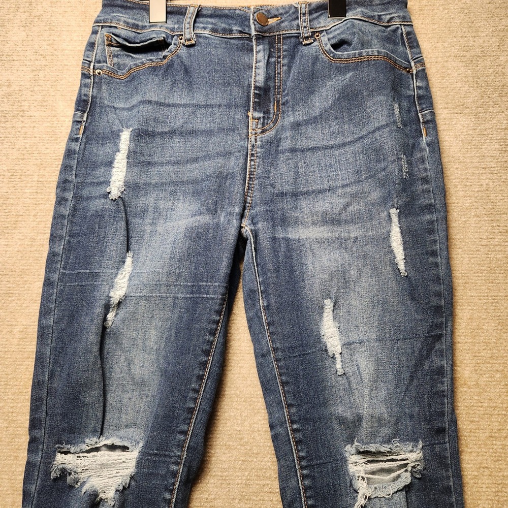 Wax Jean Skinny Jeans Womens 11/30 Blue Distressed Ripped Butt I Love You Fit